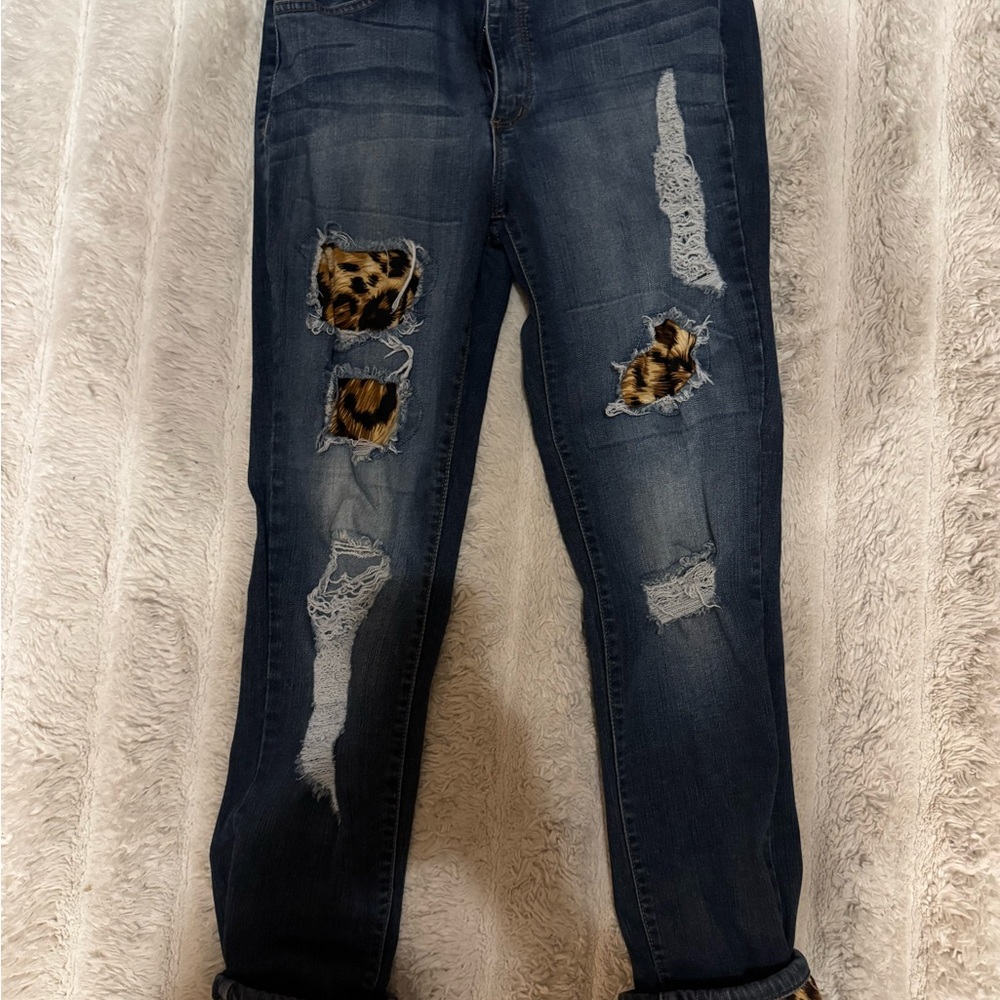 KanCan Dark Blue Distressed Boyfriend Jeans